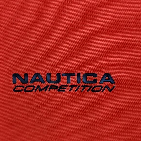 Nautica 1/4 Zip Polo Shirt Large 21x25 Red White Trim Crop - Picture 2 of 14